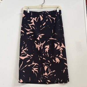 Ann Taylor Navy and Pink Patterned Pencil Skirt